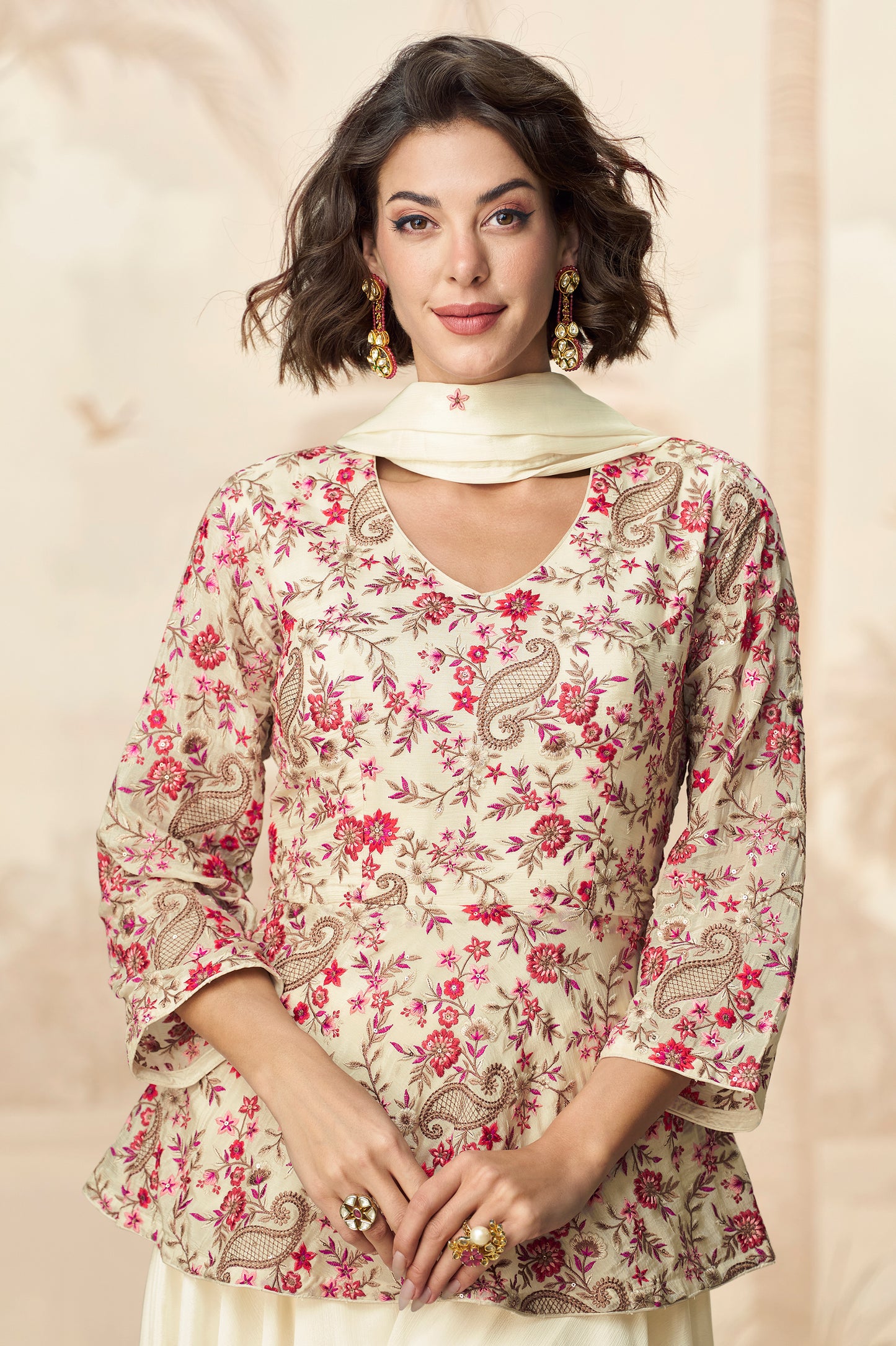 Elegant white palazzo set with soft fabric and simple design, perfect for casual wear or festive gatherings.
