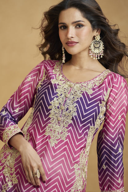 Purple palazzo suit adds a regal and elegant charm, perfect for festive occasions and traditional celebrations.
