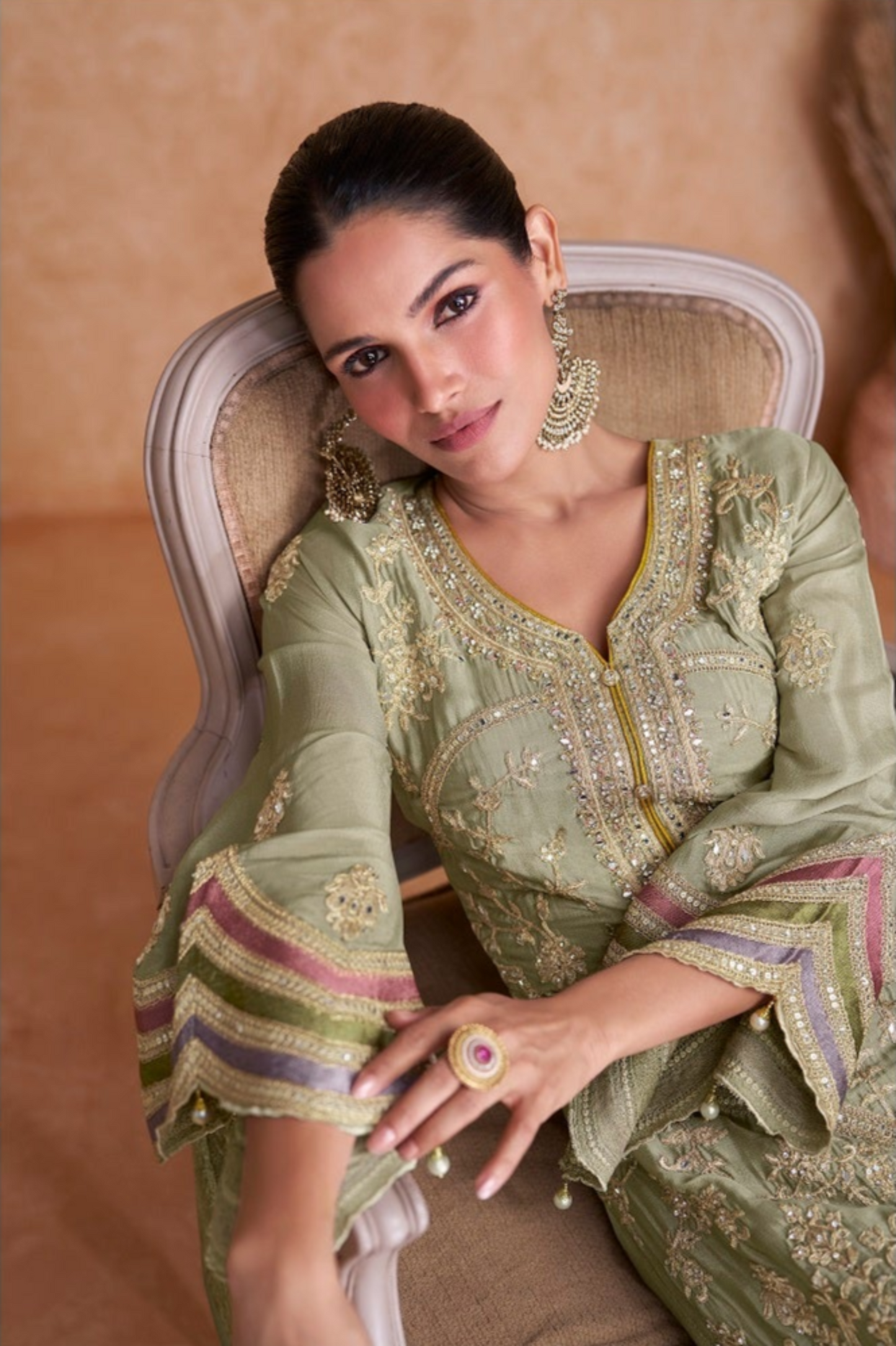 Ready to Wear Pistachio Green Salwar Kameez - Complete Set With Dupatta 