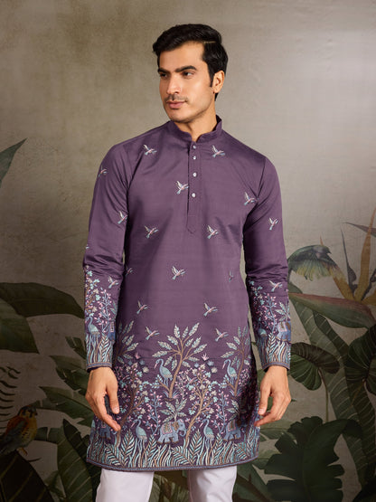 Purple ethnic kurta full outfit Men's Wear