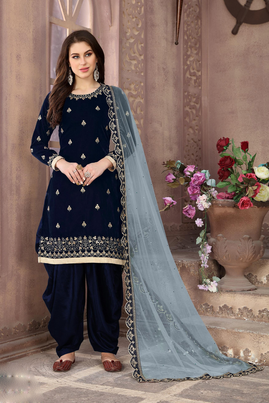 Blue Patiala offers calm elegance – a versatile pick for every occasion.

