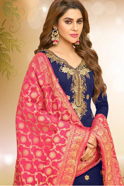 Beautiful Designer Blue Punjabi Patiyala Dupatta Suit