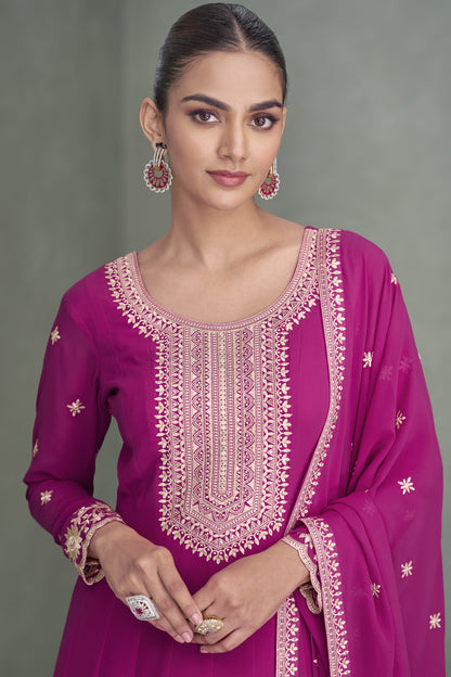 Pink Color Stitched Full Flared Long Anarkali Dupatta Gown for Women's 