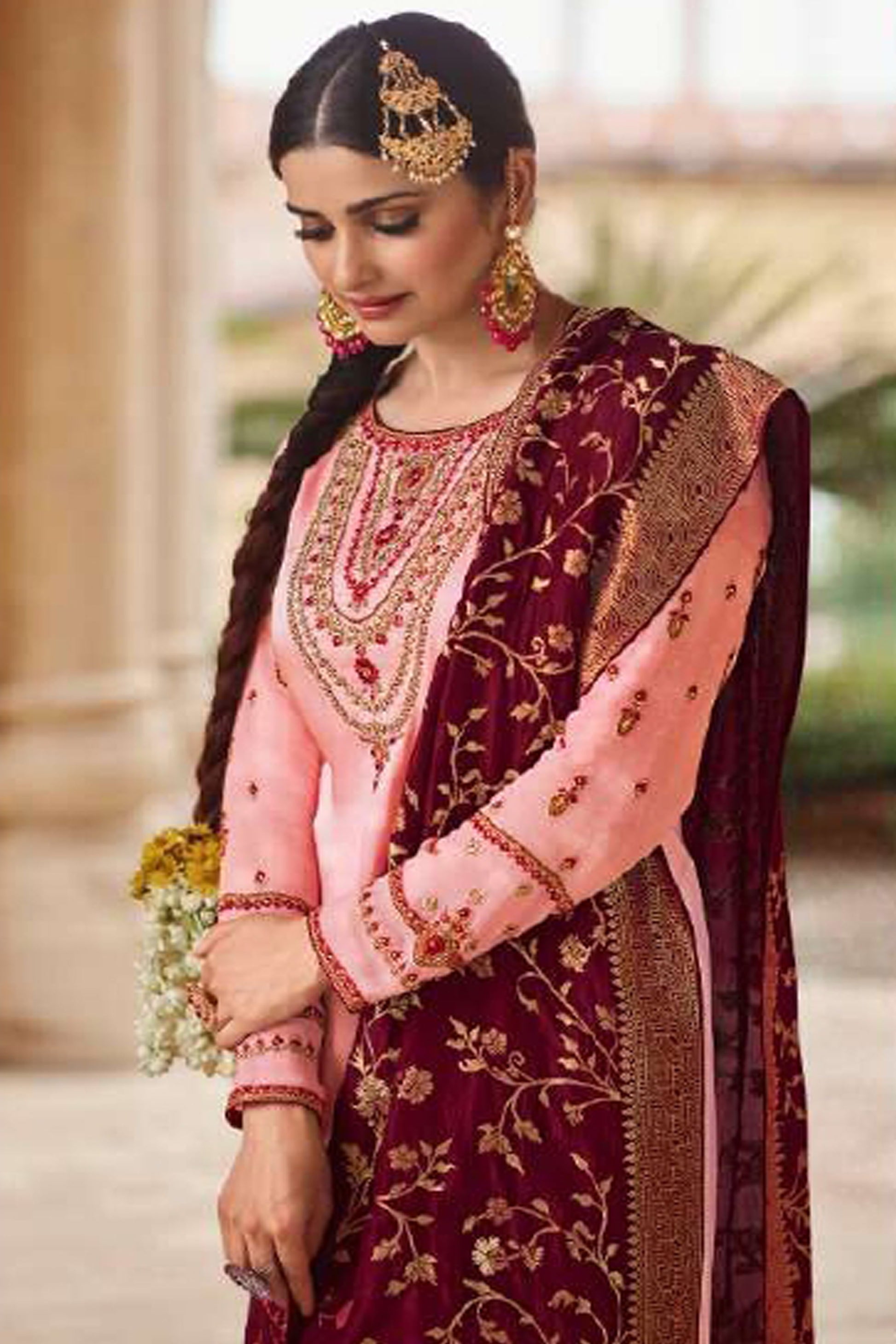 Lehenga Kameez With Jacquard Work For Wedding Reception Party Wear Suit.