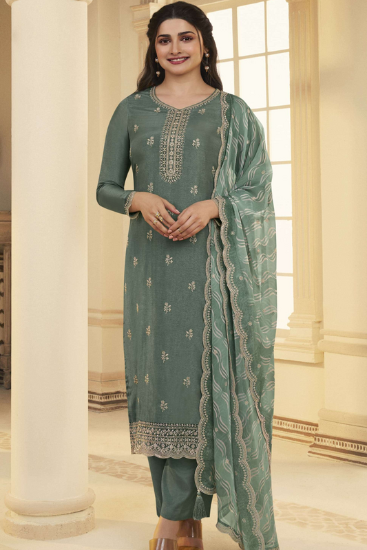 Pistachio Green Salwar Kameez With Embroidery for USA Weddings
