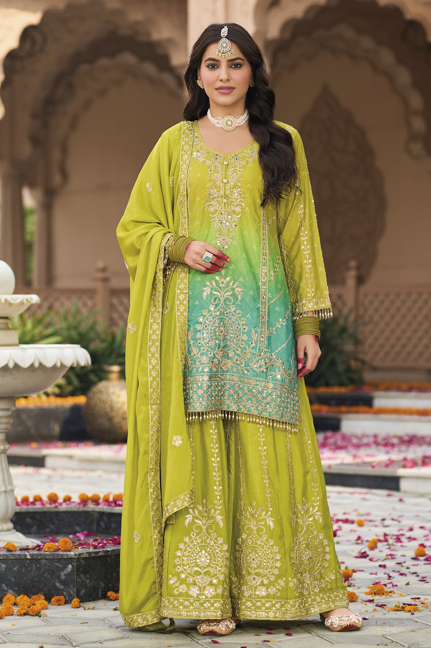 Elegant Anarkali party gown for wedding guest USA
