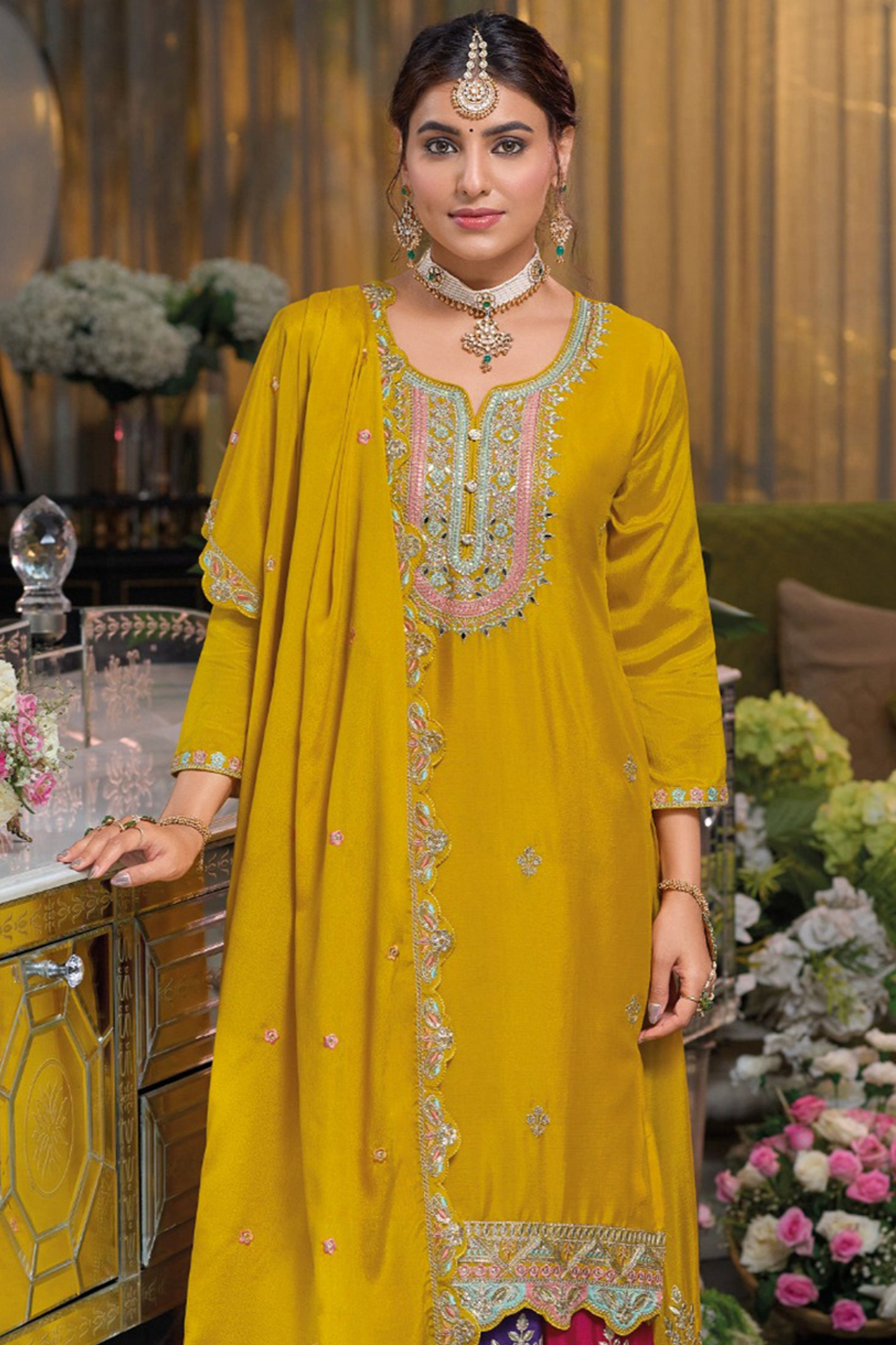 Bridal wear Anarkali with dupatta USA
