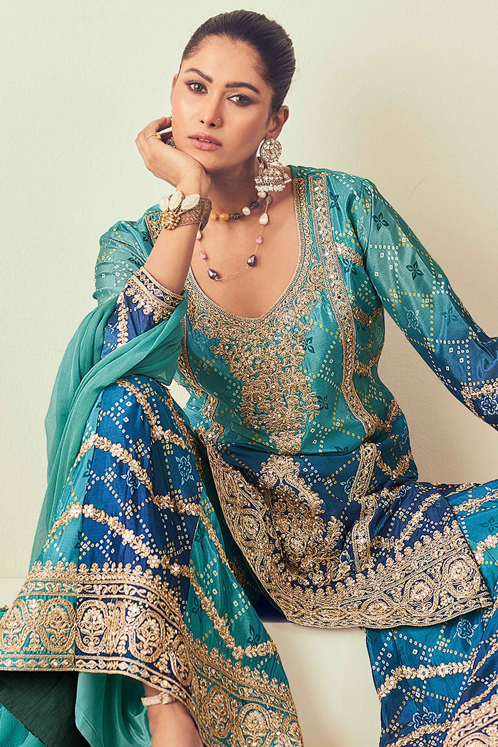 Floor-length Anarkali gown for Indian wedding USA
