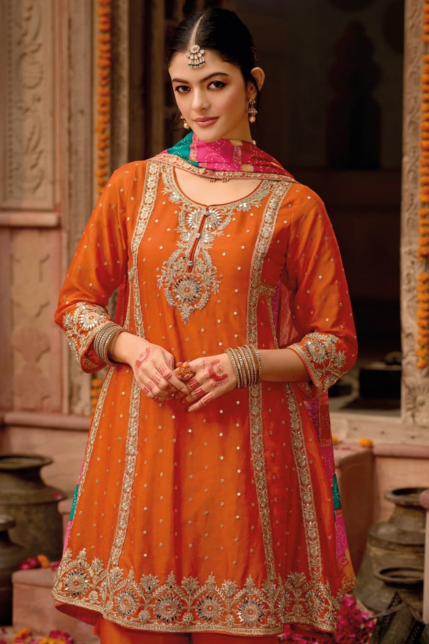 Flared Anarkali gown for festive occasions in USA

