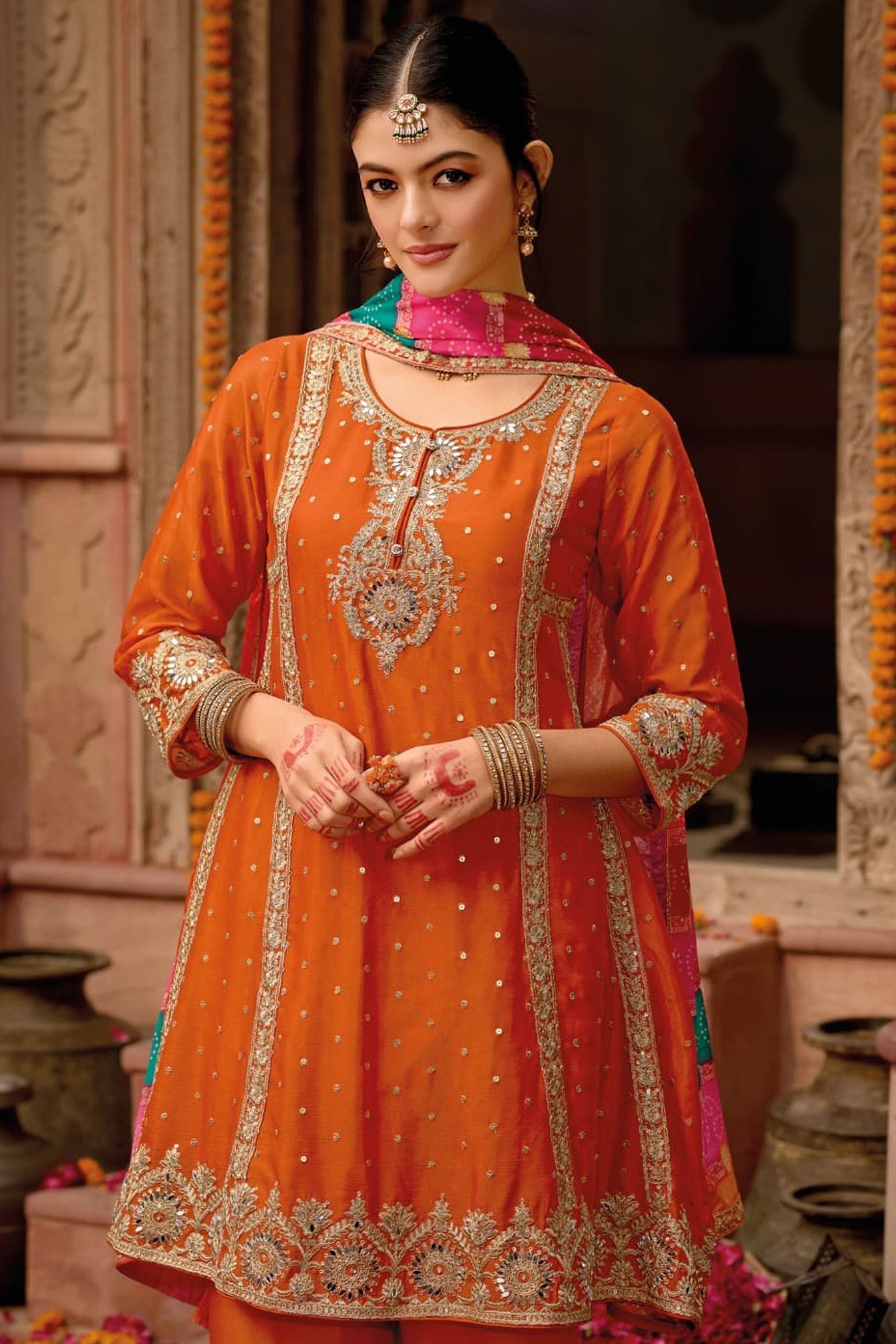 Flared Anarkali gown for festive occasions in USA
