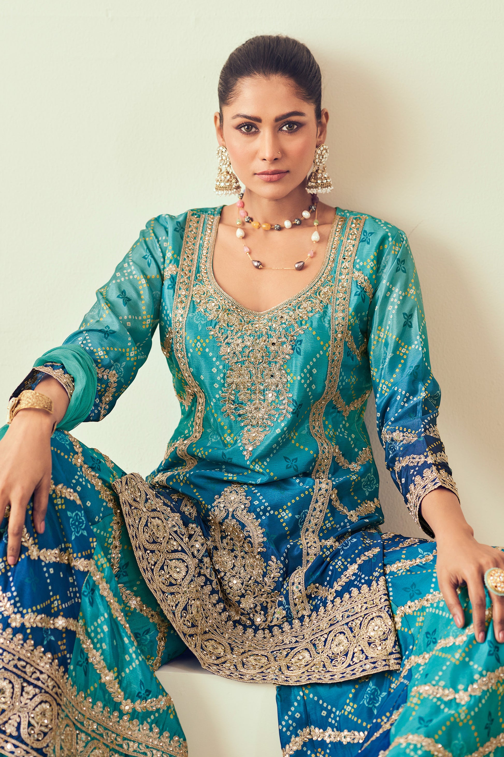 Floor-length Anarkali gown for Indian wedding USA
