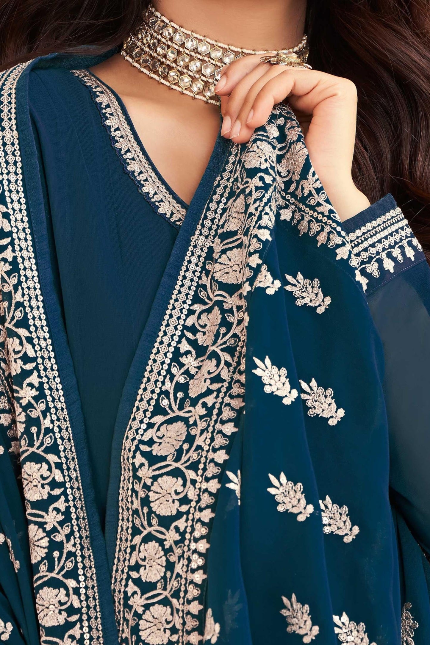 Heavy Embroidery Work Real Georgette Long Anarkali Suit