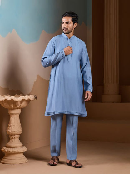 Traditional Yet Modern Men’s Wedding Kurta Crafted From Silk And Adorned With Intricate Embroidery Work.