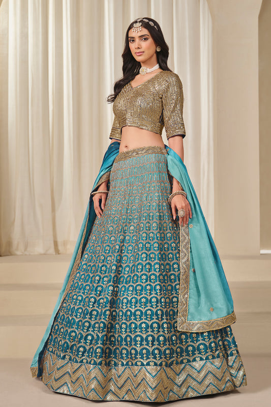 Premium Indian Wedding Wear Chinon Silk Lehenga Choli with Dupatta