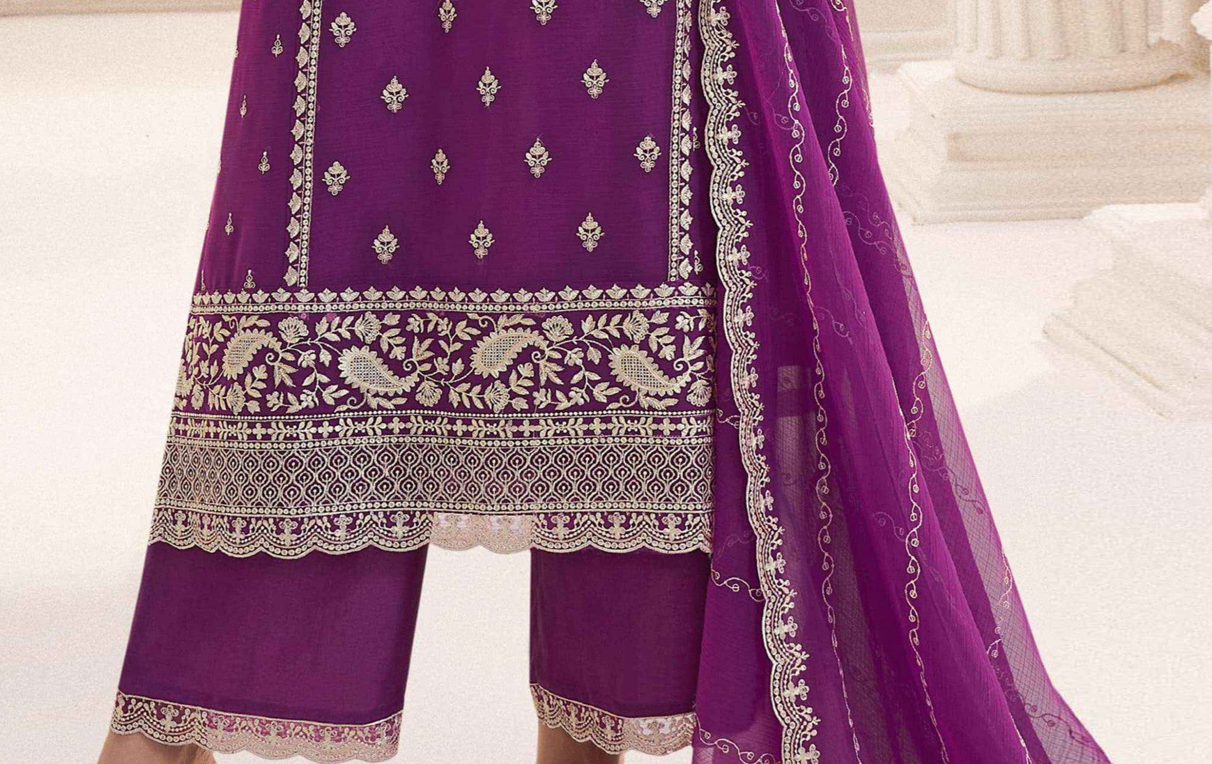 Premium Purple Stitched  Salwar Kameez Suit With Dupatta For Ceremonies