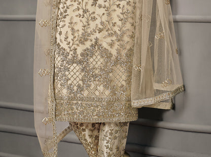 White ethnic wear salwar kameez with embroidery