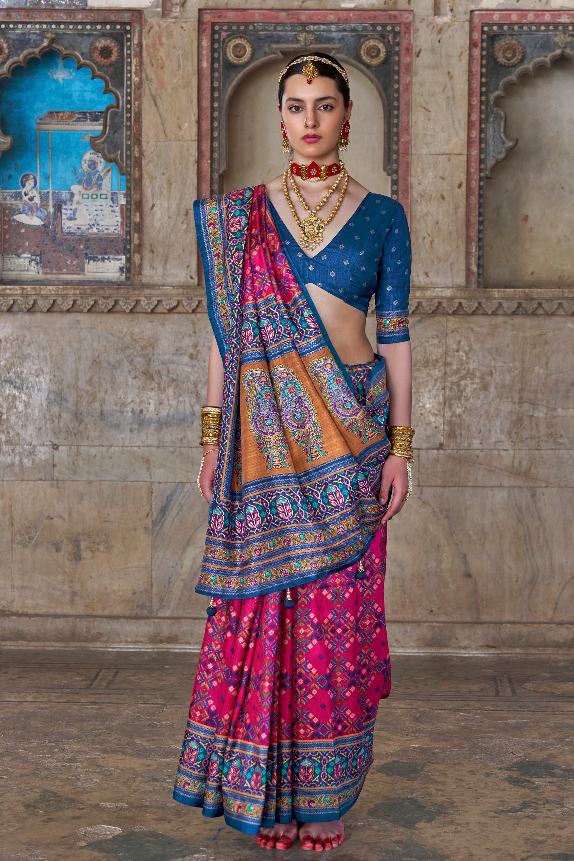 Dusty Grey Organza Designer Saree With Pink Embroidered Blouse For Indian Wedding USA