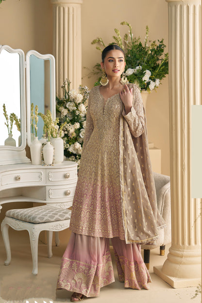 Embroidered Georgette Dupatta Dress Set - Pakistani Wedding Outfit For Women USA