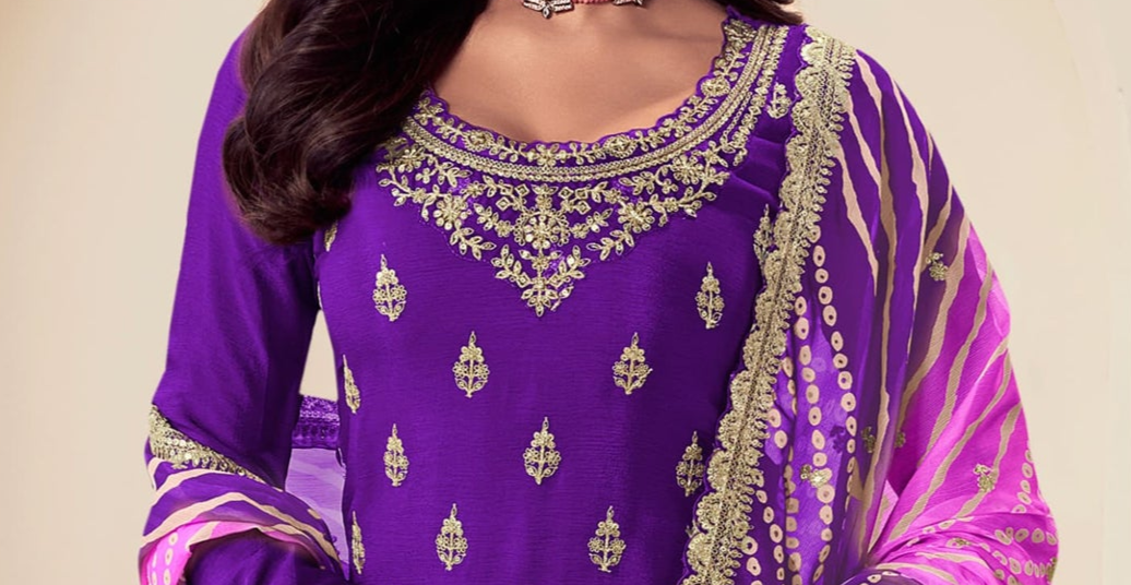 Chinon Fabric Salwar Kameez With Chiffon Dupatta Embroidery Worked