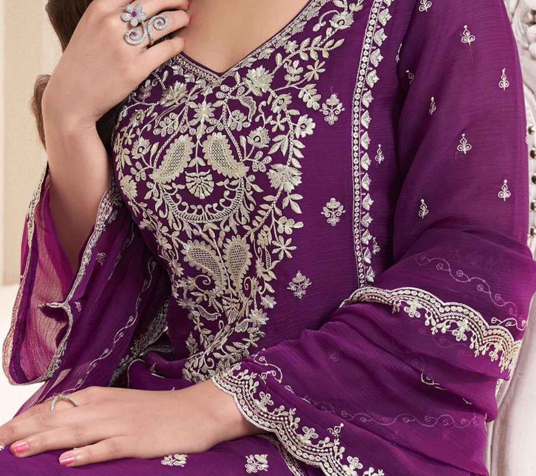 Premium Purple Stitched  Salwar Kameez Suit With Dupatta For Ceremonies