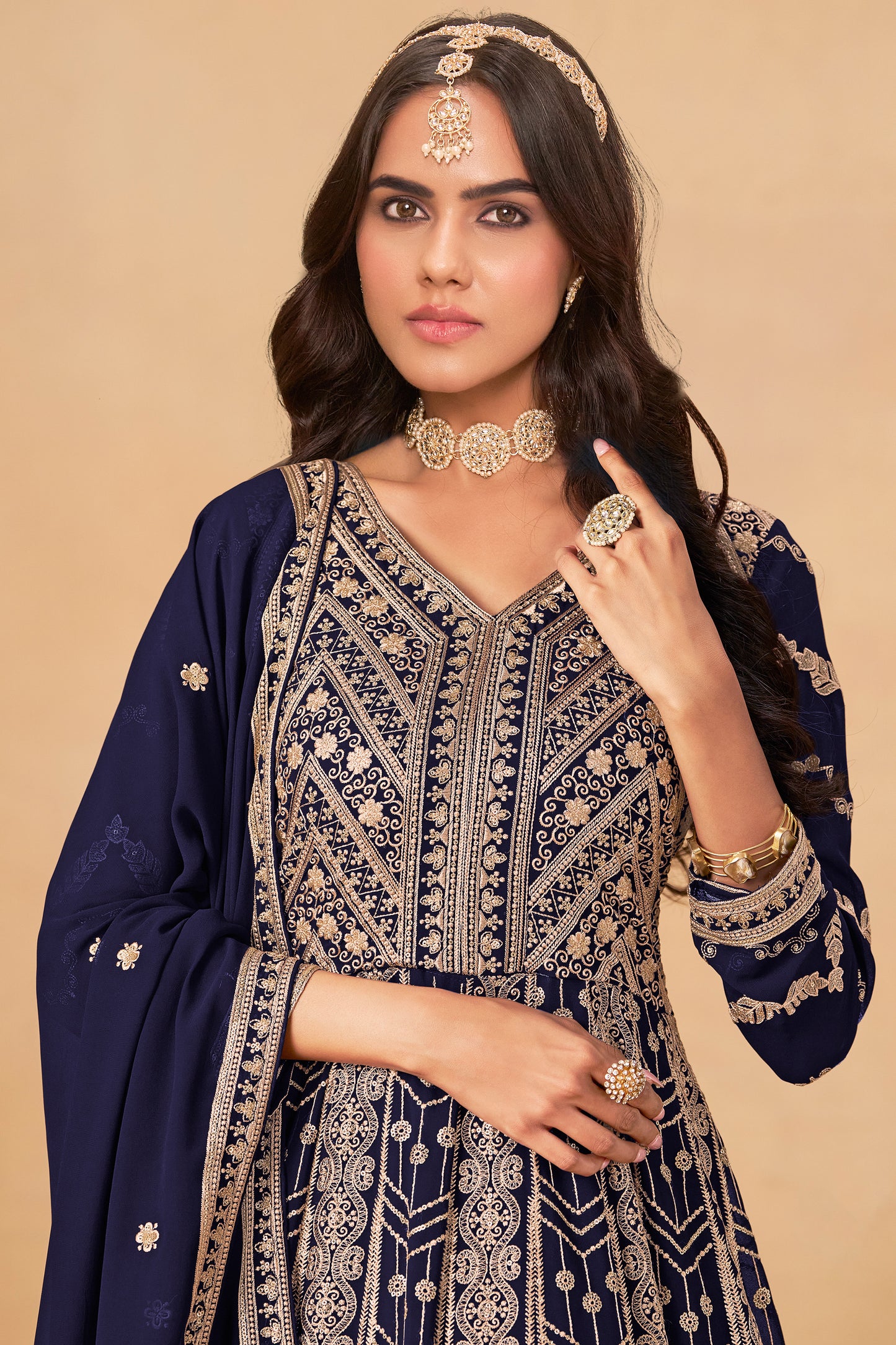 Long Anarkali Dress With Fox Georgette Dupatta - Ready To Wear Ethnic Outfit USA