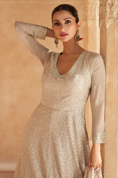 Roka Nikah Wear Ethnic Flared Long Real Georgette Anarkali Gown Suit