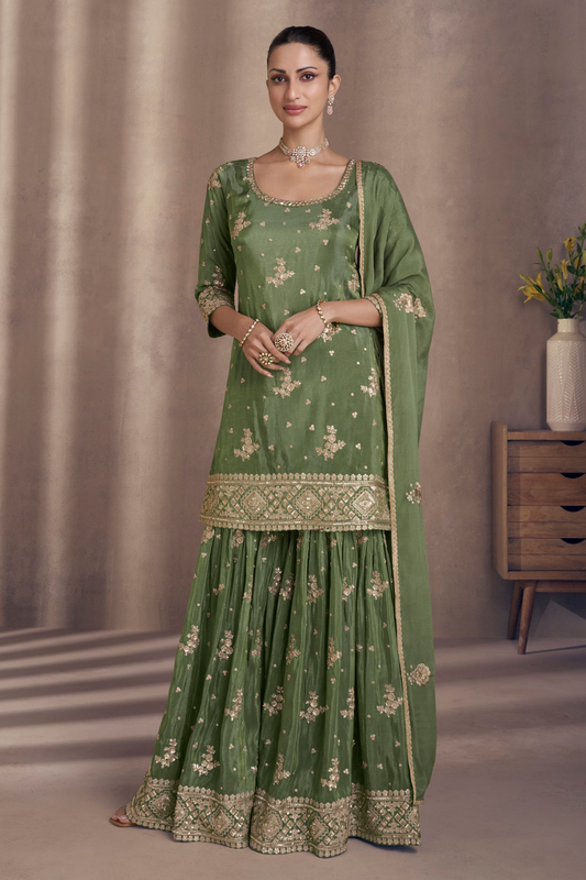 Embroidered Sharara suit for Diwali party USA
