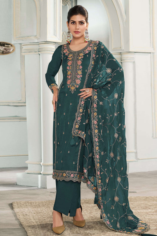 Exclusive Dark Green Salwar Suit For Mahendi, Reception And Wedding
