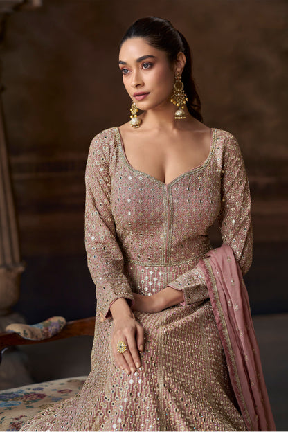 Reception Party Wear Beautiful Long Embroidered Anarkali Gown