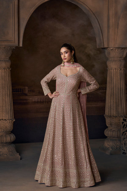 Reception Party Wear Beautiful Long Embroidered Anarkali Gown