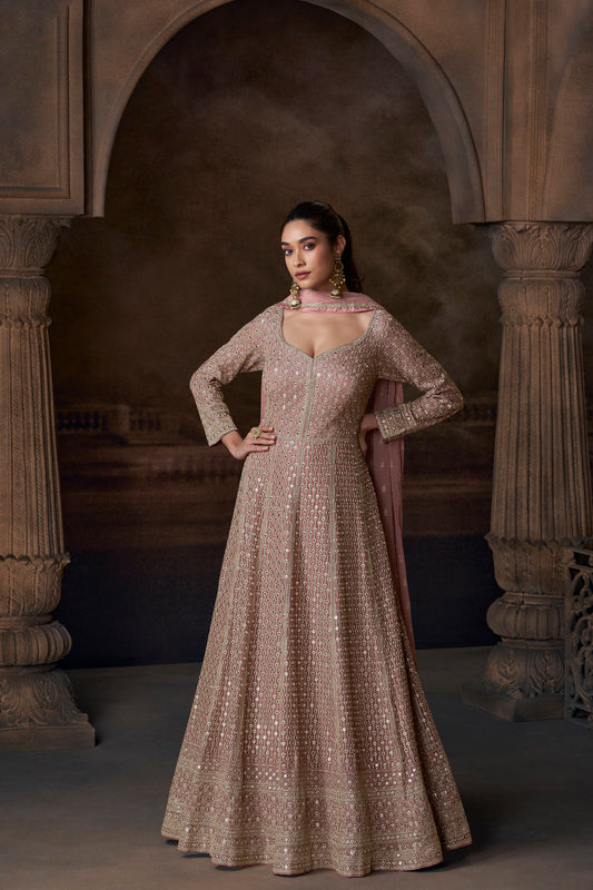 Reception Party Wear Beautiful Long Embroidered Anarkali Gown