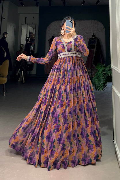 Multi-Color Designer Georgette Anarkali Gown for Wedding Event