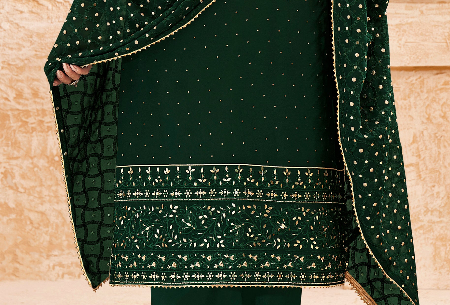 Plus Size Green Color Embroidery Salwar Kameez For festival In USA