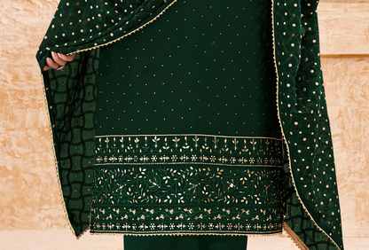 Plus Size Green Color Embroidery Salwar Kameez For festival In USA