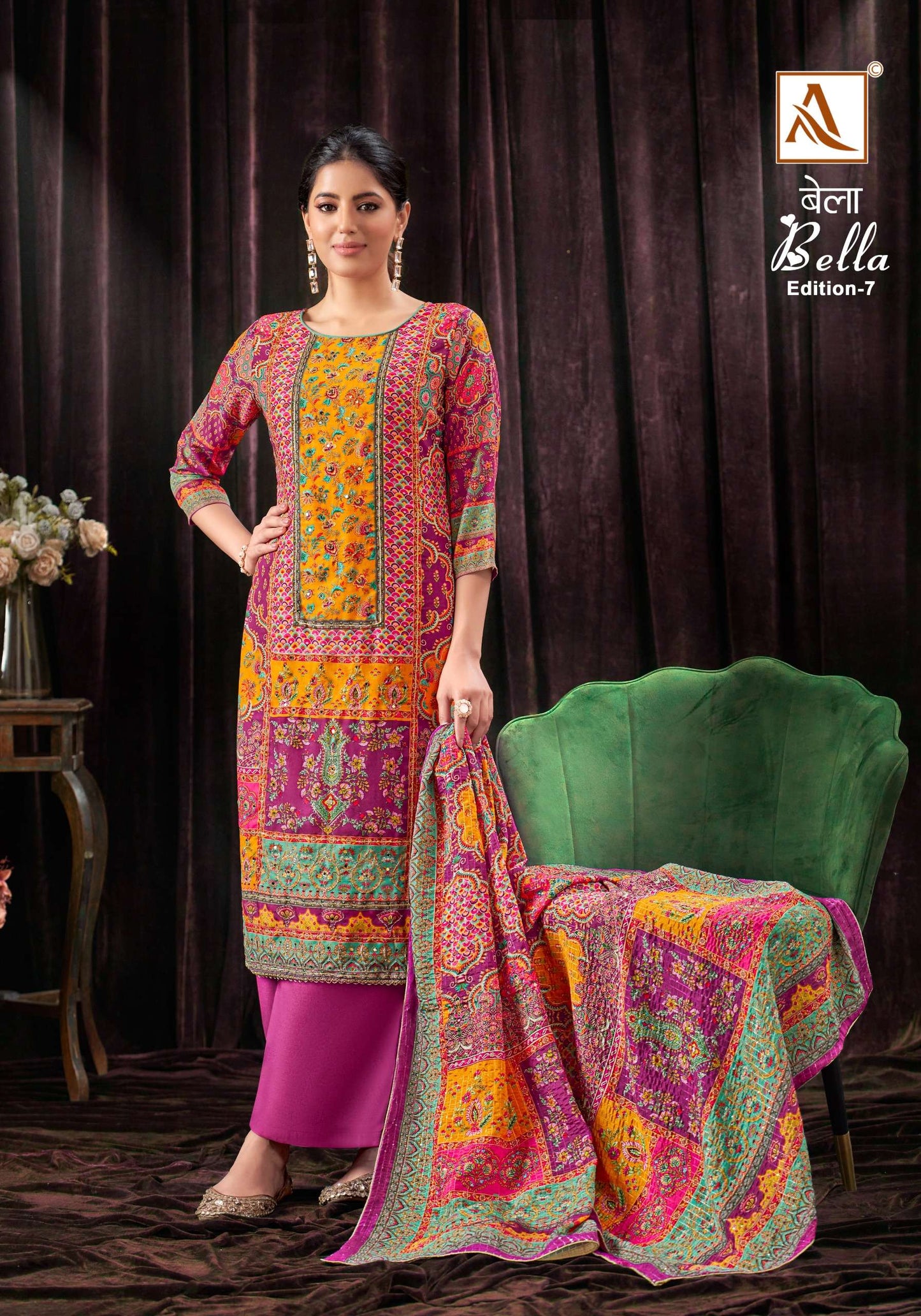 Casual digital printed maslin salwar kameez pant suit with dupatta