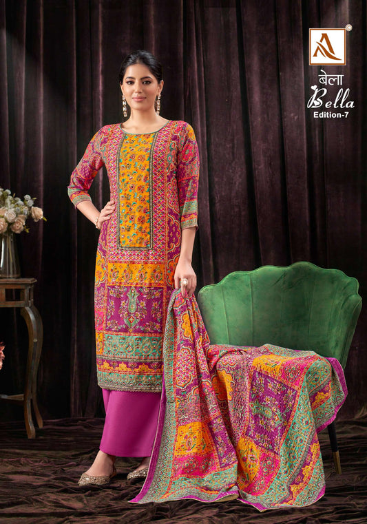Casual digital printed maslin salwar kameez pant suit with dupatta