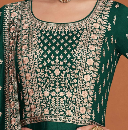 Reception Function Wear Stylish Full Long Premium Silk Anarkali Dupatta Gown