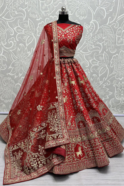 red lehenga,plus size available,Comfort Fit,Premium Fabric,Express Delivery.