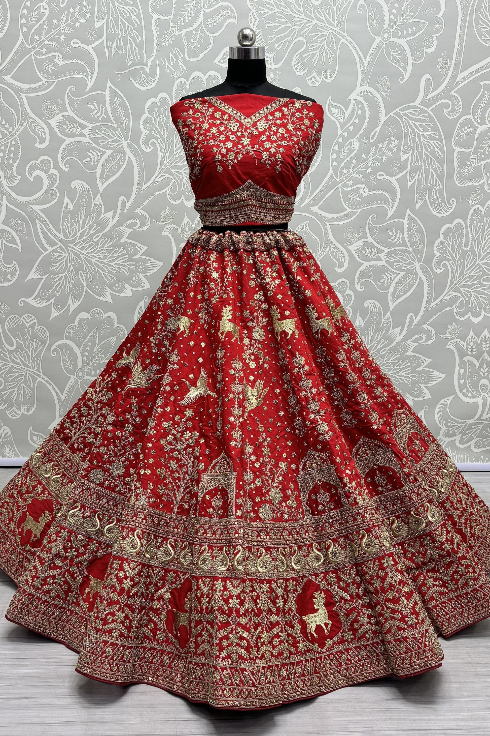 red lehenga,plus size available,Comfort Fit,Premium Fabric,Express Delivery.