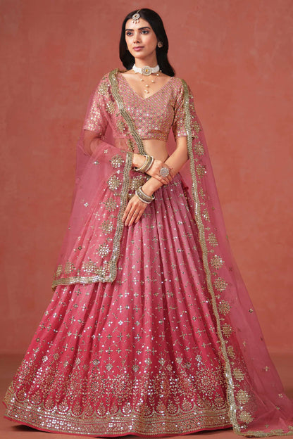 Beautiful Roka Embroidered Georgette Lehenga Choli For Wedding And Festive Wear