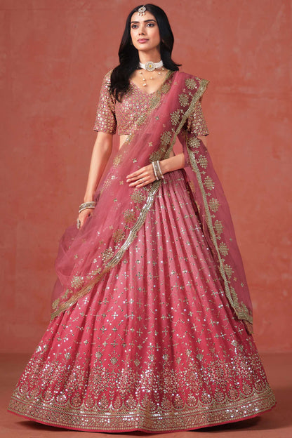 Elegant Roka Georgette Lehenga Choli With Intricate Embroidery And Net Dupatta