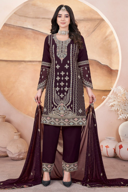 Brown salwar kameez gives a warm, grounded, and earthy feel