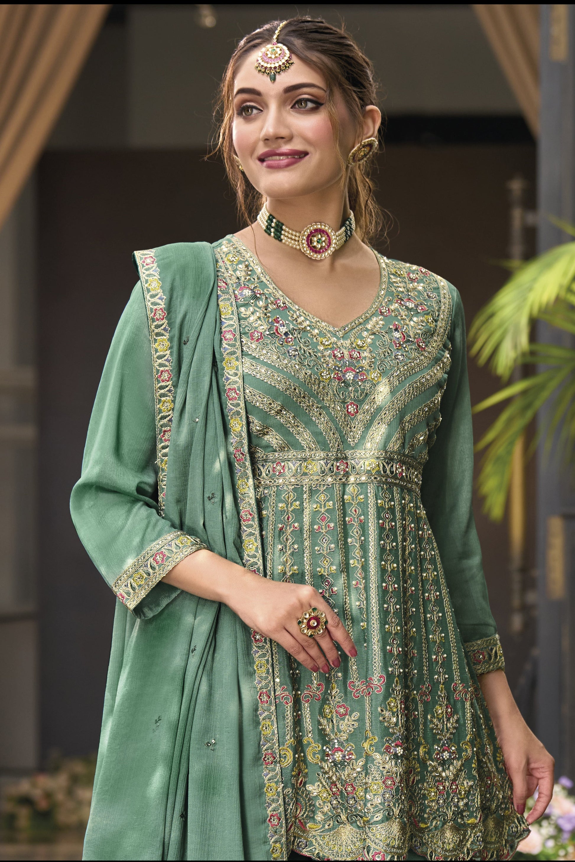 Bridal Anarkali gown with dupatta shipped from USA
