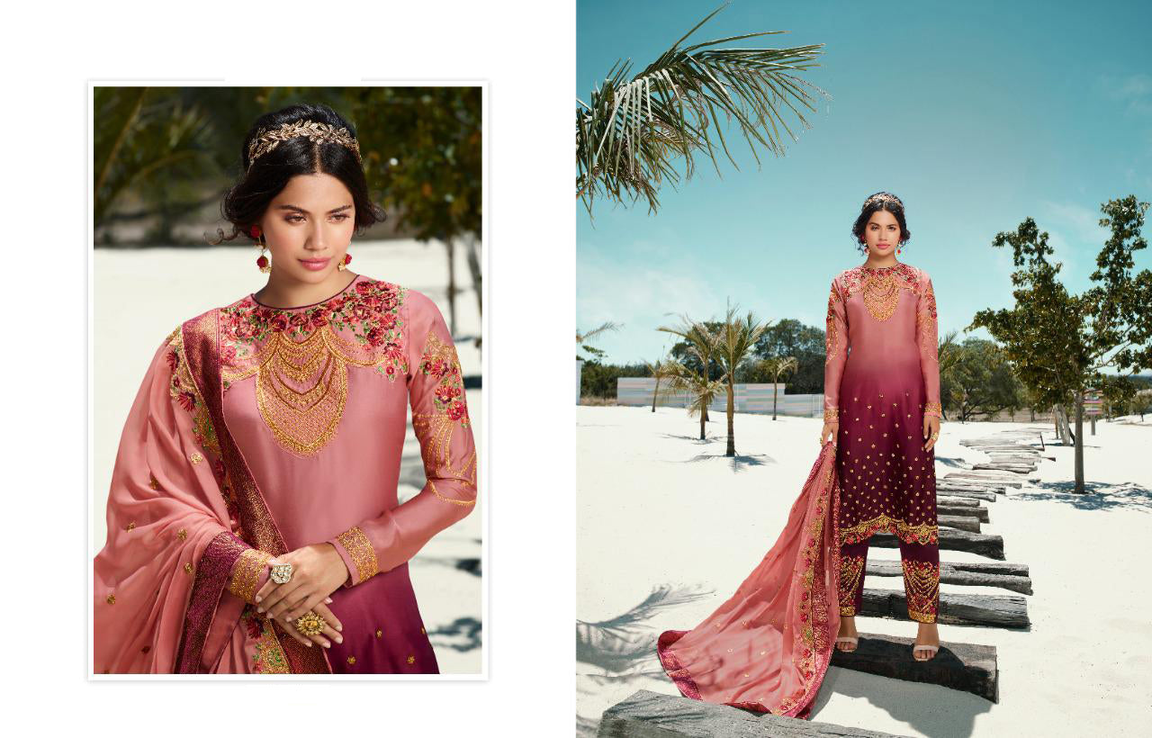 Pink salwar kameez is cheerful and lovely. Perfect for celebrations.

