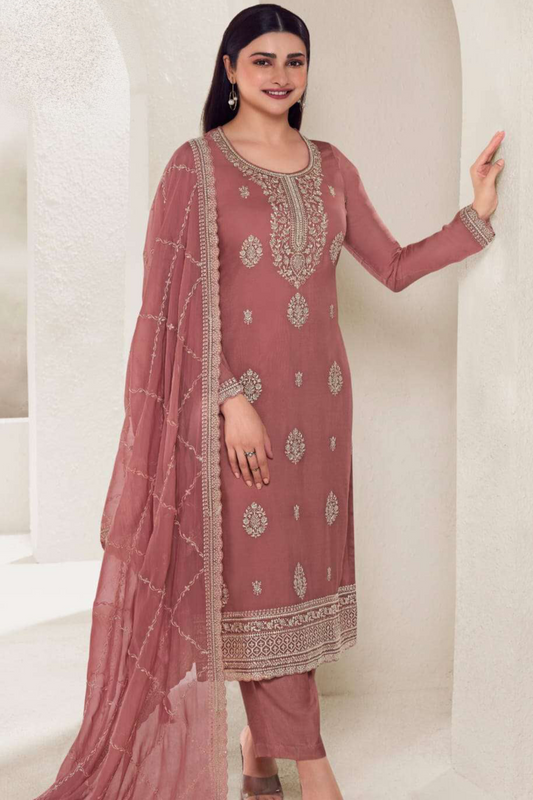 Brown salwar kameez gives a warm, grounded, and earthy feel