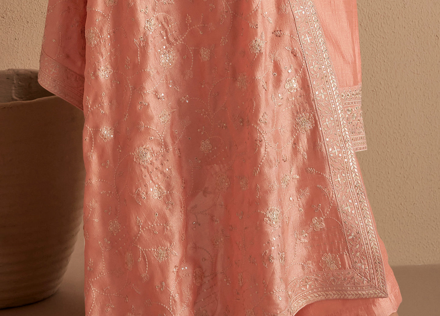 Bridal Look Peach  Embroidery Premium Salwar Kameez For Women