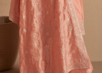 Bridal Look Peach  Embroidery Premium Salwar Kameez For Women