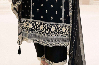 Affordable Black Salwar Kameez With Embroidery Work For Wedding