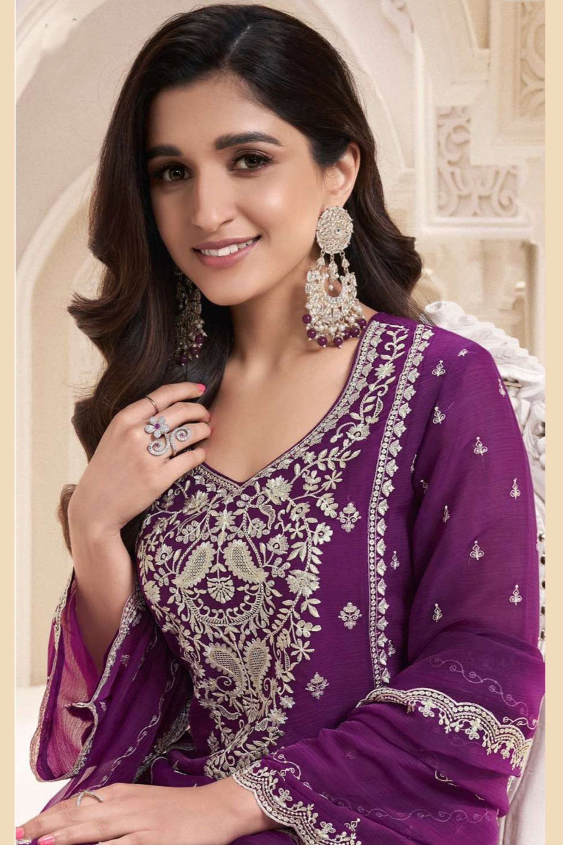 Premium Purple Stitched  Salwar Kameez Suit With Dupatta For Ceremonies