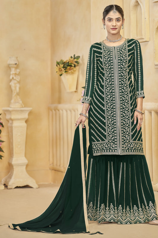 Embrace the freshness of green salwar kameez, symbolizing new beginnings and timeless grace.
